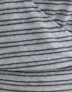 Milzie Wrap Top in Horizontal Stripe Knit Grey and Black
