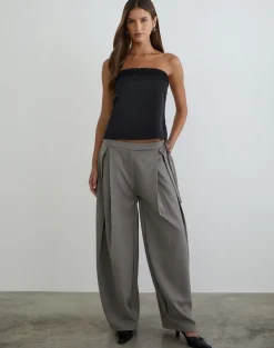 Minae Bandeau Top with Lace Trim in Satin Black