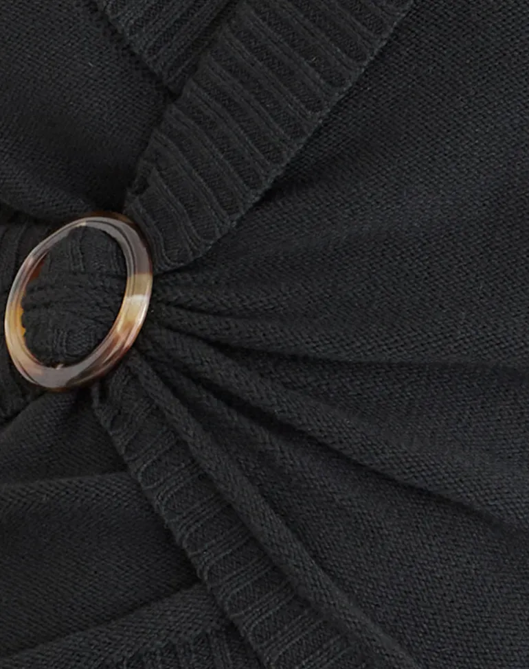 Minara Top with Resin Buckle in Knit Black