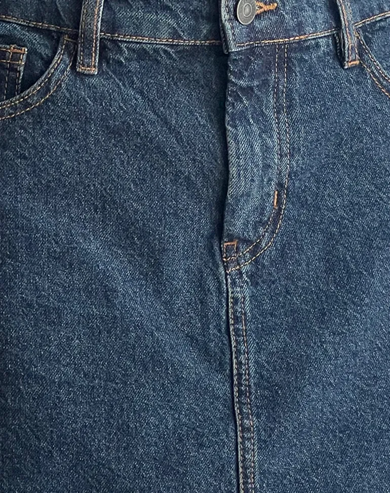 Mini A-Line Skirt in Denim Indigo