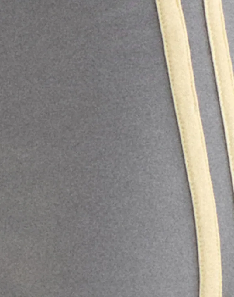 Mino Capri Trouser in Grey with Lemon Yellow Binding