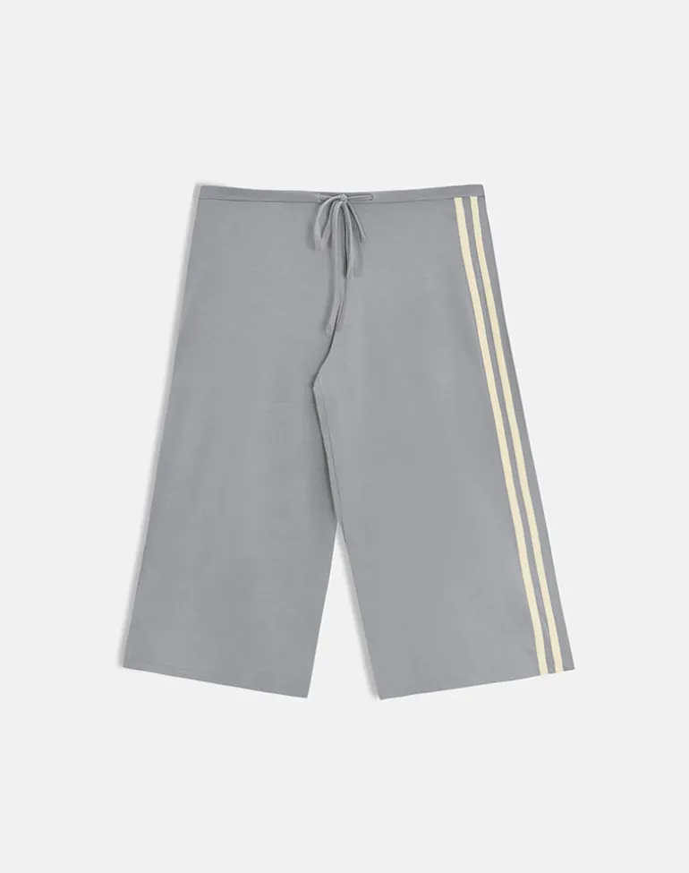 Mino Capri Trouser in Grey with Lemon Yellow Binding
