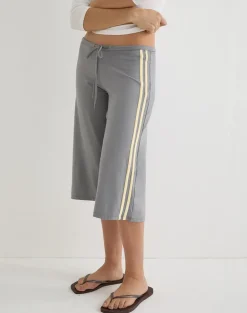 Mino Capri Trouser in Grey with Lemon Yellow Binding