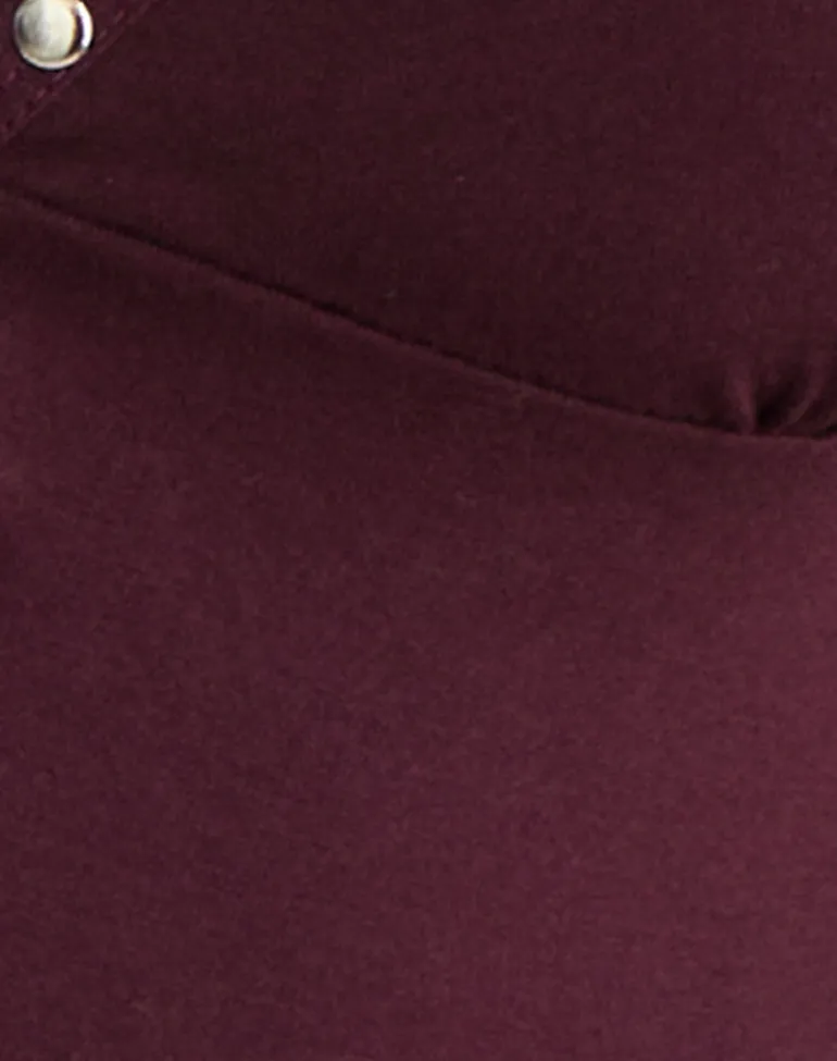 Mioto Keyhole Halterneck Top with Studs in Rayon Dark Plum