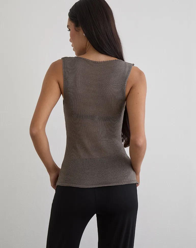 Miraya Top in Studded Sheer Knit Iron