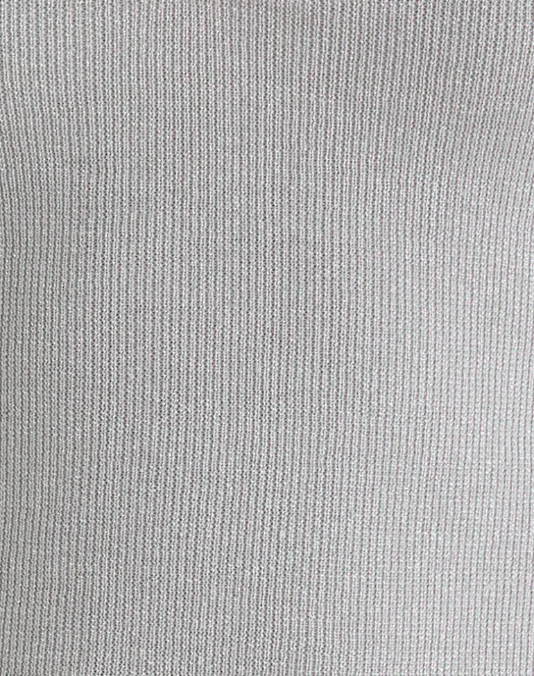 Mirelda Halterneck Top in Lurex Silver