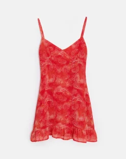 Mireya Mini Dress in Paisley Chiffon Red