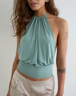 Miruna Halterneck Top in Aqua Grey