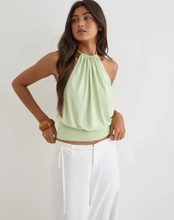 Miruna Halterneck Top in Pistachio
