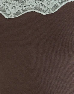 Mishti Cami Top with Lace Trim in Dark Brown