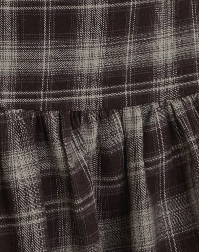 Miyori Square Neck Mini Dress in Grey Check