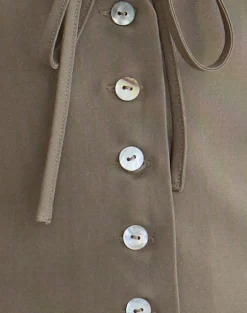 Miyuki Tie Front Halterneck Top in Tailoring Dark Beige