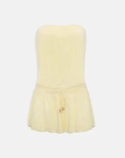 Moka Mini Dress in Crinkle Butter Yellow
