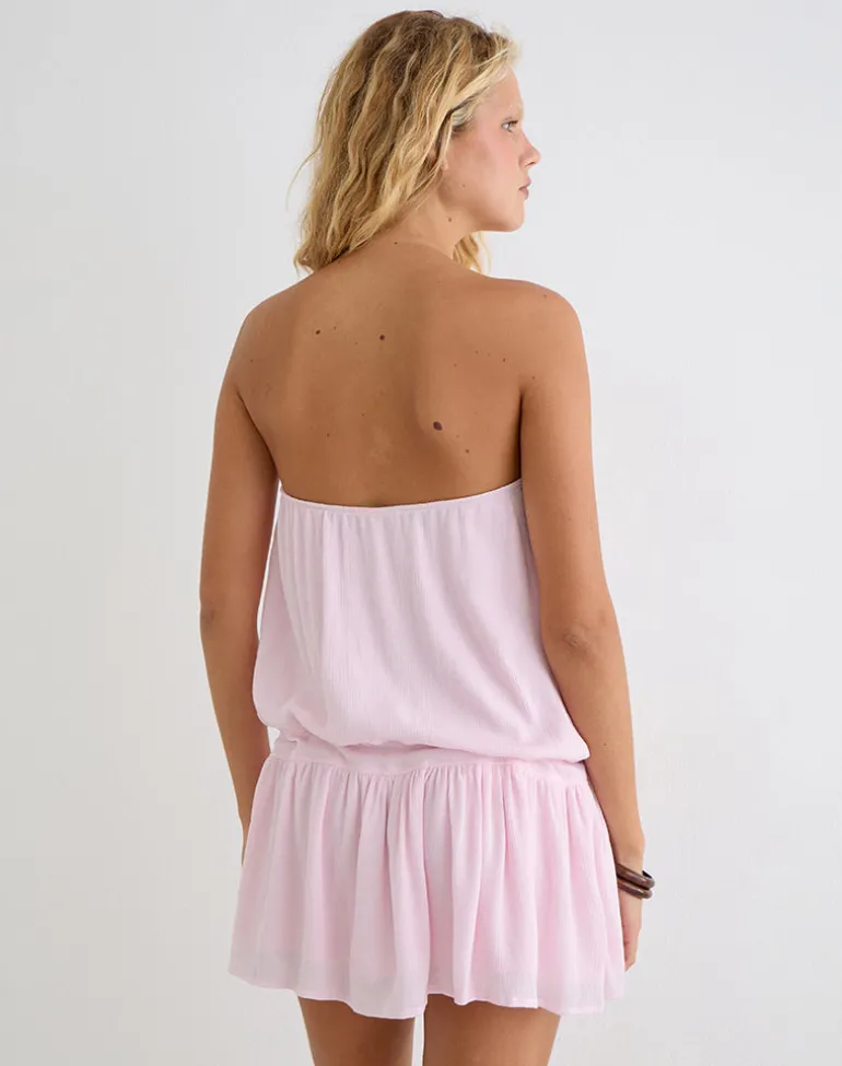 Moka Mini Dress in Crinkle Light Pink