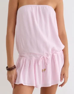 Moka Mini Dress in Crinkle Light Pink