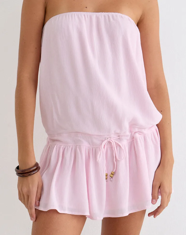 Moka Mini Dress in Crinkle Light Pink