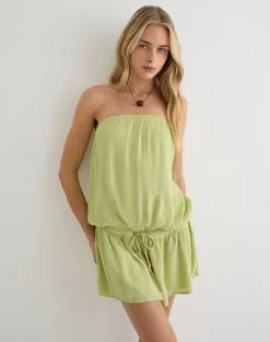 Moka Mini Dress in Crinkle Pistachio