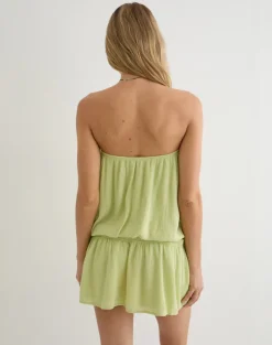 Moka Mini Dress in Crinkle Pistachio