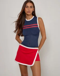 Monlo Top in Airtex Navy with Red Stripe