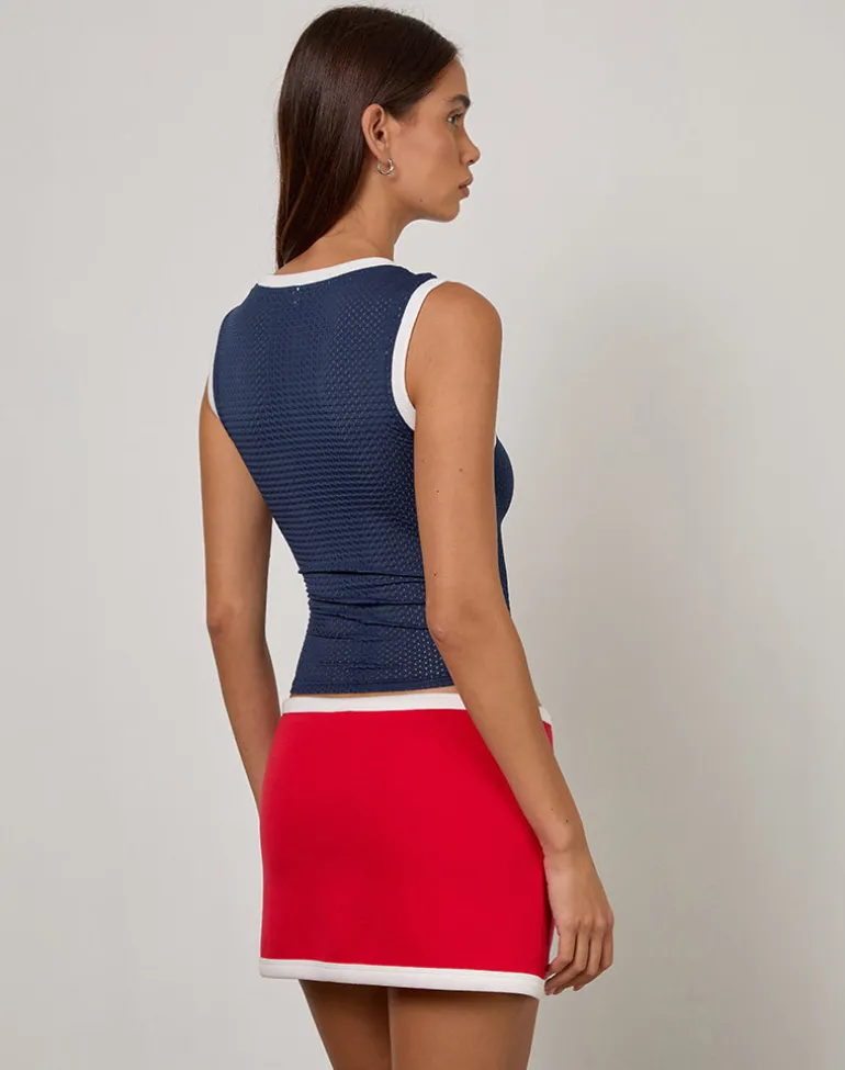 Monlo Top in Airtex Navy with Red Stripe