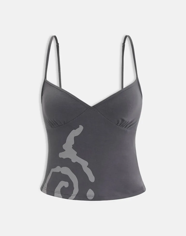 Morty Top in Spiral Charcoal Grey