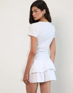 Movan Dropped Waist Mini Dress in White