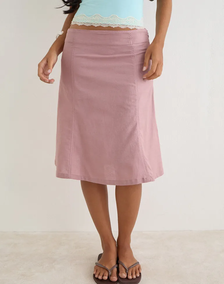 Muhita Midi Skirt in Linen Dusty Rose