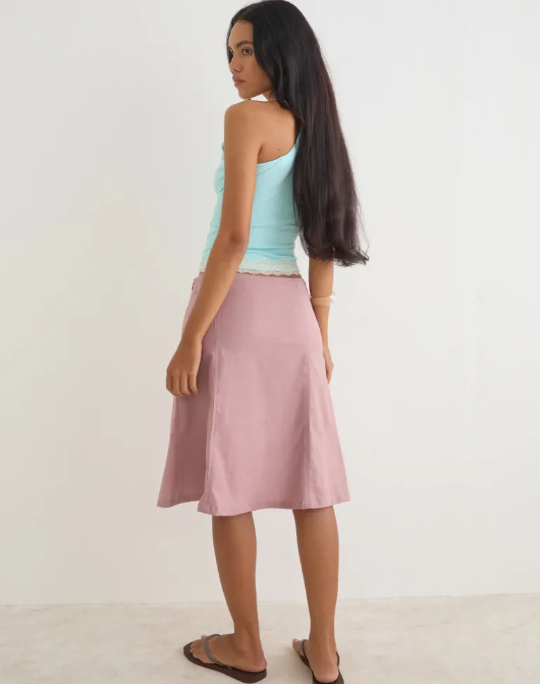 Muhita Midi Skirt in Linen Dusty Rose