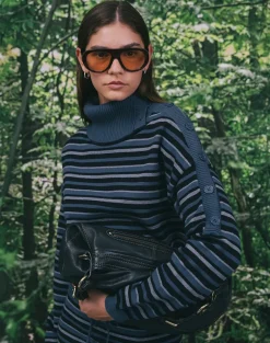 Muniar Jumper in Knit Stripe Blue Grey