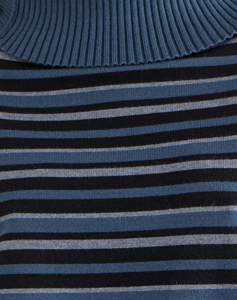 Muniar Jumper in Knit Stripe Blue Grey