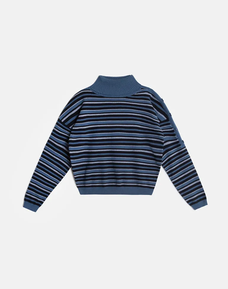 Muniar Jumper in Knit Stripe Blue Grey
