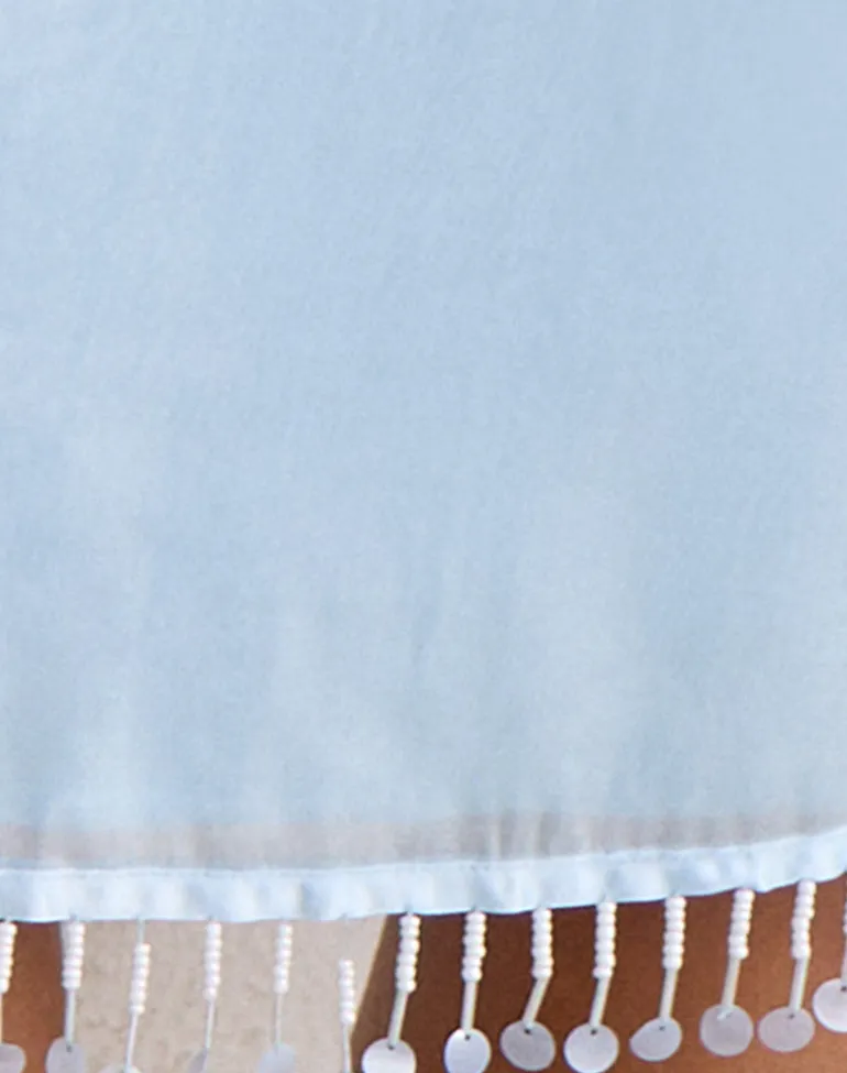 Muriela Midi Skirt in Satin Organza Light Blue