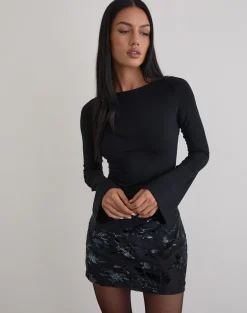 Muzan Long Sleeve Top in Jersey Black