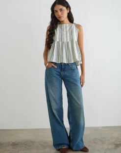Myles Top in Sage Stripe