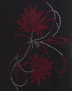 Naisra Maxi Skirt in Cupro Diamante Flower Black