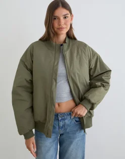 Najora Puffy Bomber Jacket in Dark Sage