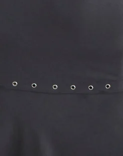 Nakime Halter Mini Dress with Eyelets in Jersey Charcoal Grey