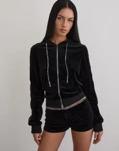 Nakoa Waist Short in Black with Rar Leopard Binding