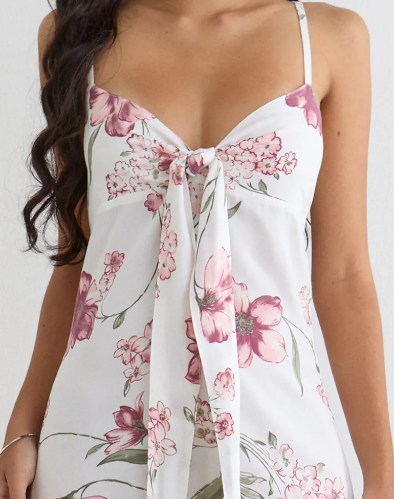 Nalami Midi Dress in Femme Floral White