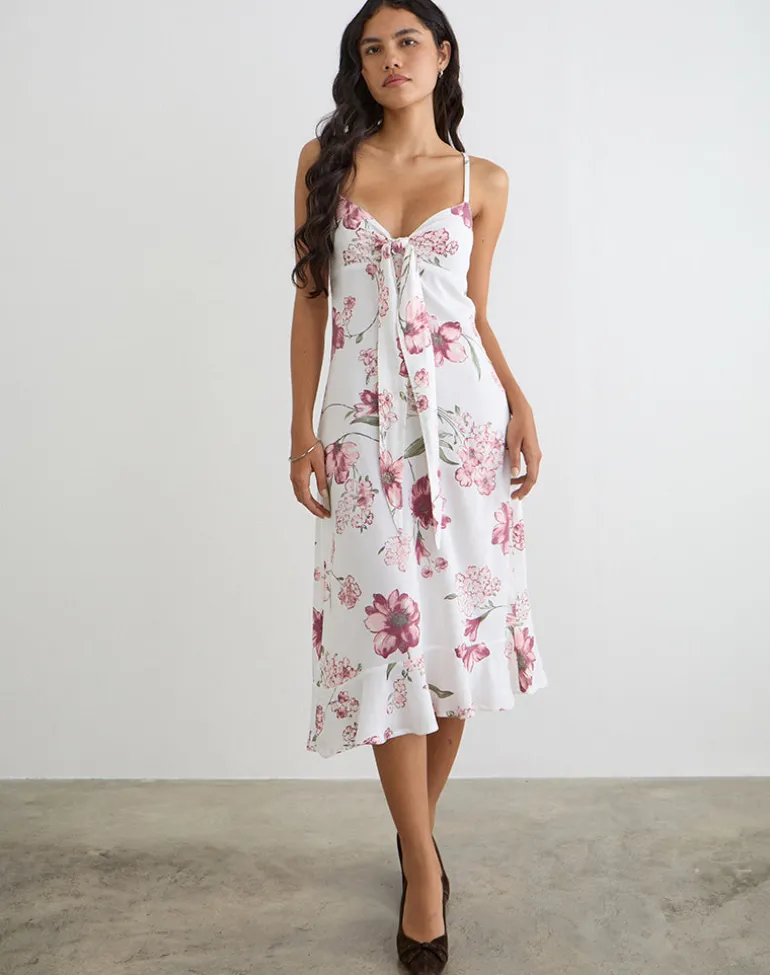 Nalami Midi Dress in Femme Floral White