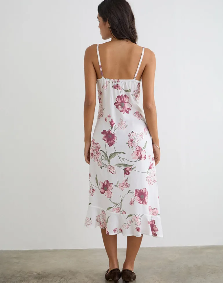 Nalami Midi Dress in Femme Floral White