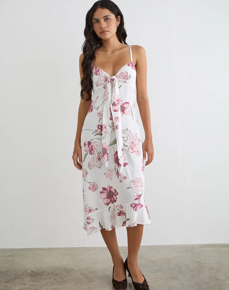 Nalami Midi Dress in Femme Floral White