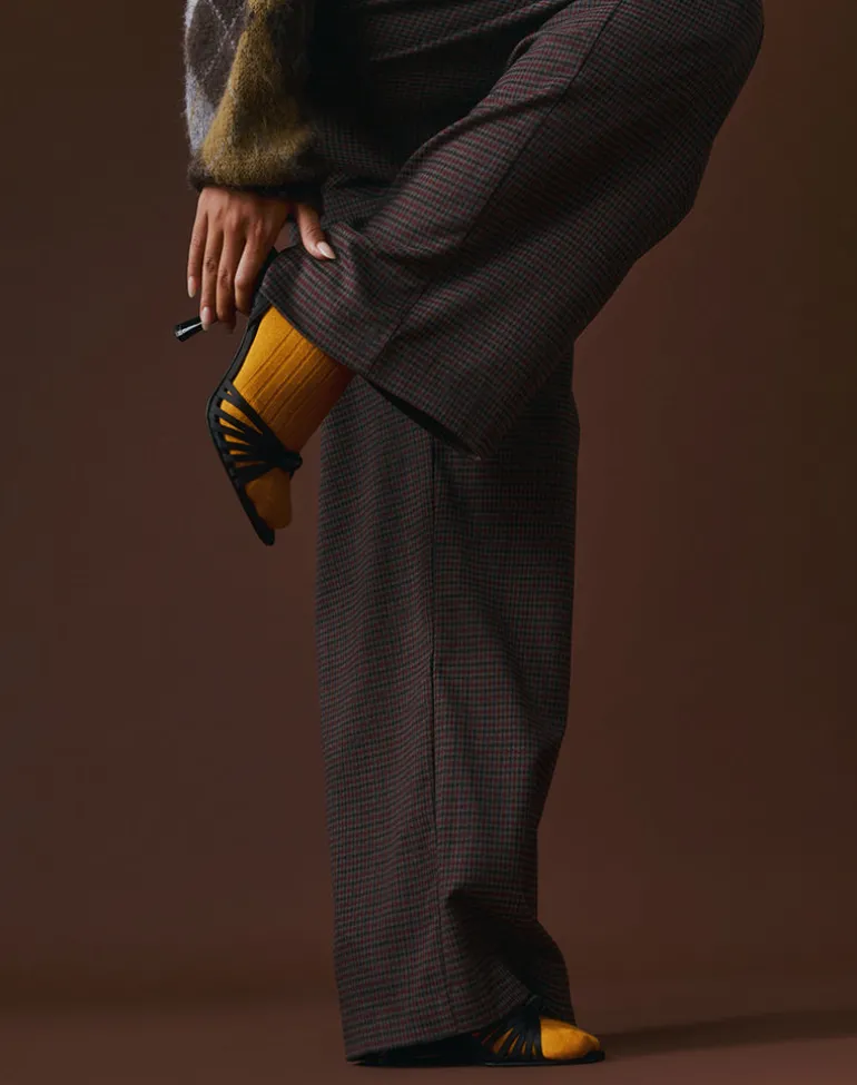 Nala Trouser in Heavy Woven Check Blue and Red