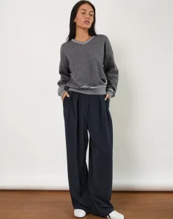 Nala Wide Leg Pleated Trouser in Tailoring Navy