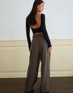 Nala Wide Pleat Trouser in Tailoring Truffle