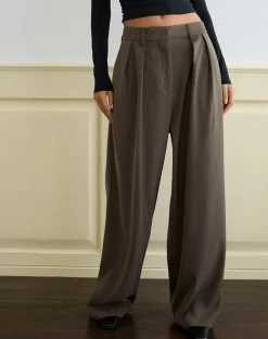 Nala Wide Pleat Trouser in Tailoring Truffle