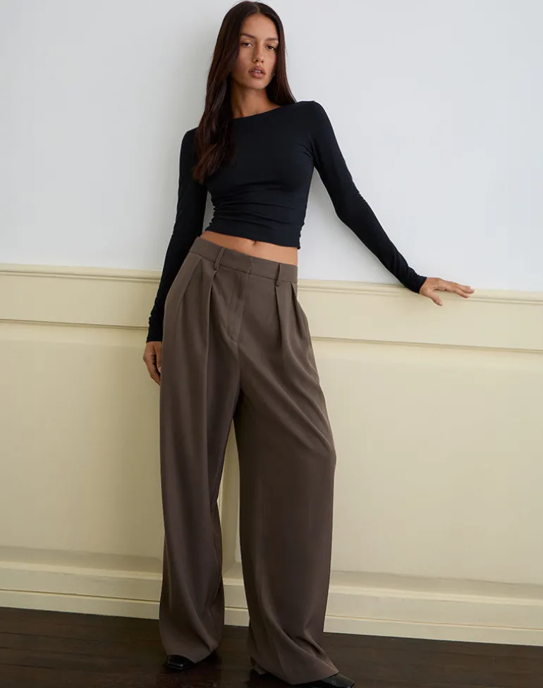Nala Wide Pleat Trouser in Tailoring Truffle