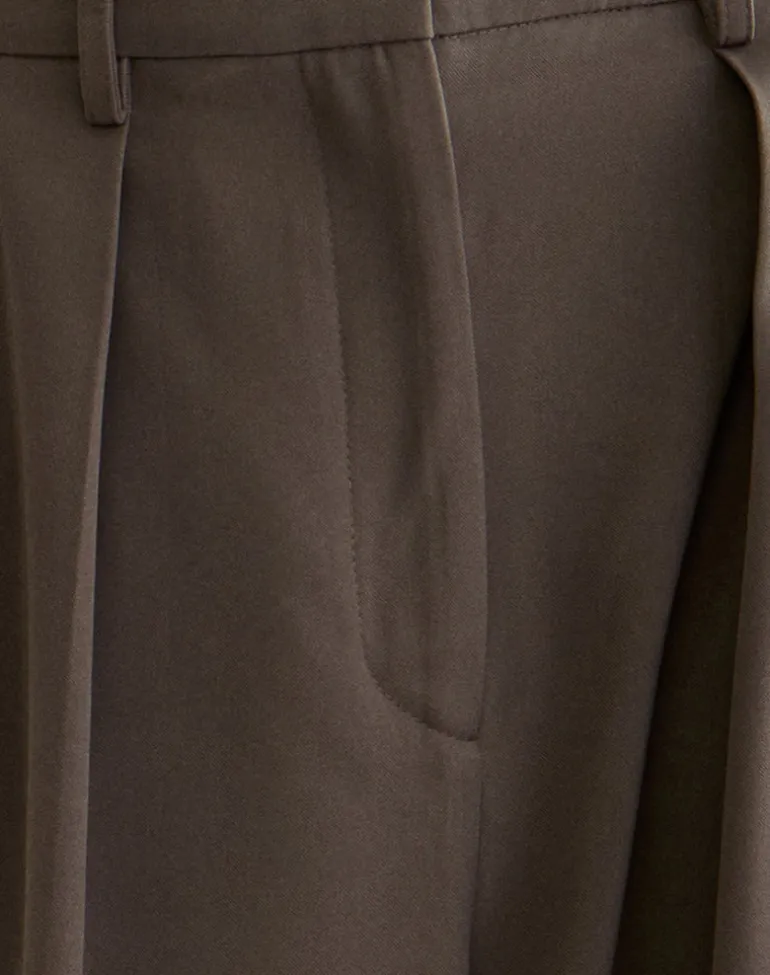 Nala Wide Pleat Trouser in Tailoring Truffle