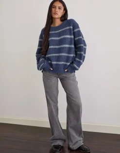 Namirta Jumper in Blue with Grey Stripe