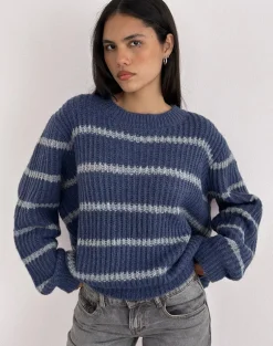 Namirta Jumper in Blue with Grey Stripe